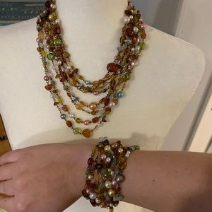 Lia Sophia beaded necklace and bracelet set